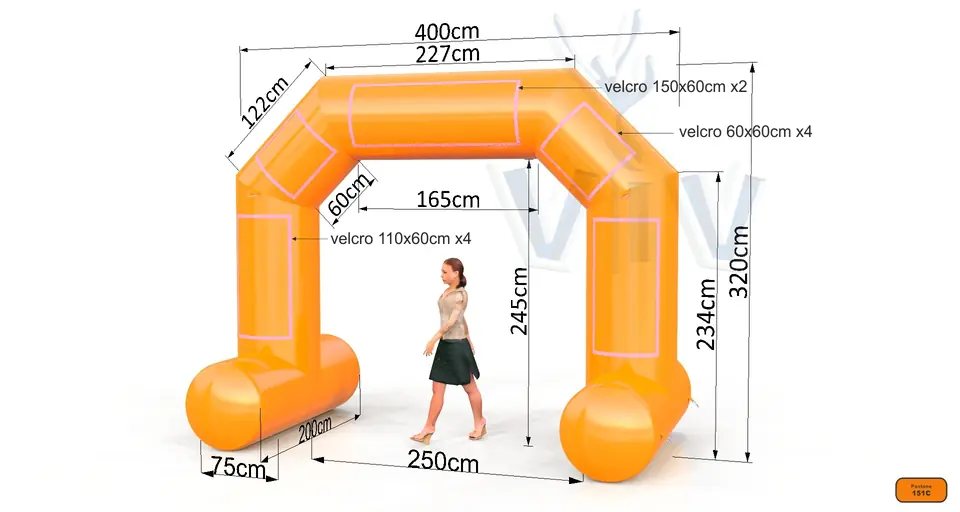Diagonal self - standing gate 4 m commercial promotional inflatable gate