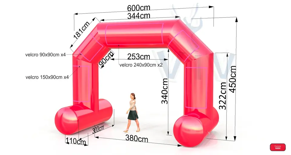 Diagonal self - standing gate 6 m commercial promotional inflatable gate