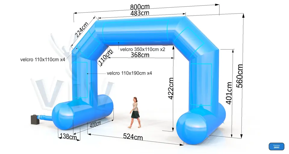Diagonal self - standing gate 8 m commercial promotional inflatable gate