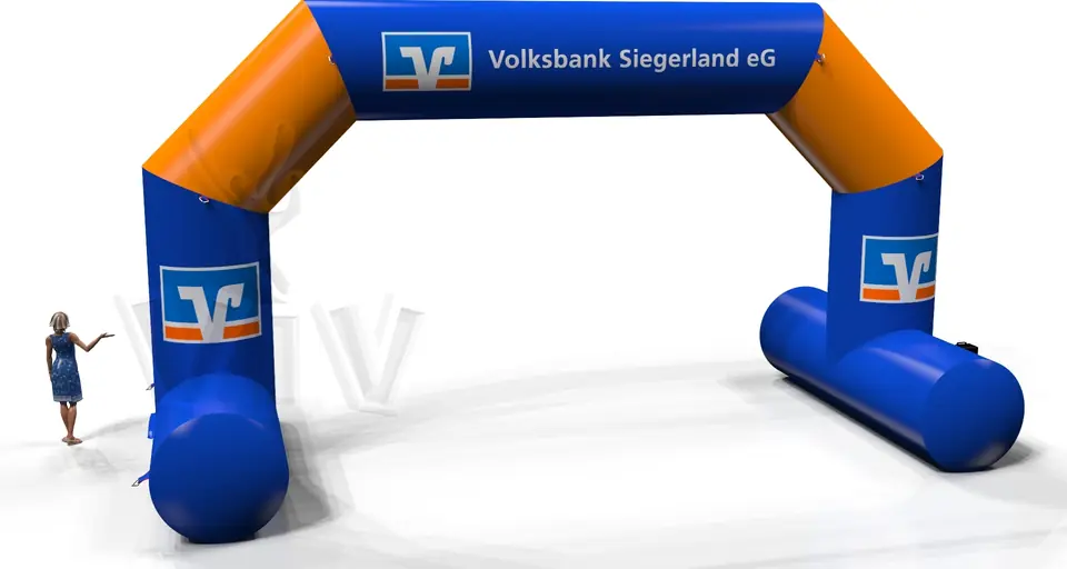 Diagonal self - standing gate Volksbank commercial promotional inflatable gate